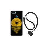 kilifland Oppo Ax7 ile Uyumlu Kılıf Silikon Desen Boyun Askılı Ay Ve Flamingo 1775