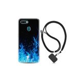 kilifland Oppo Ax7 ile Uyumlu Kılıf Silikon Desen Boyun Askılı Blue Fire 1678
