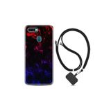 kilifland Oppo Ax7 ile Uyumlu Kılıf Silikon Desen Boyun Askılı Blue Red Fire 1637