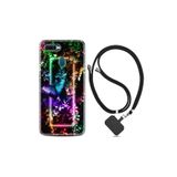 kilifland Oppo Ax7 ile Uyumlu Kılıf Silikon Desen Boyun Askılı Butterfly Neon 1684