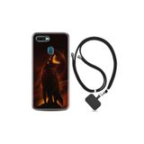 kilifland Oppo Ax7 ile Uyumlu Kılıf Silikon Desen Boyun Askılı Fire Wolf 1602