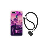 kilifland Oppo Ax7 ile Uyumlu Kılıf Silikon Desen Boyun Askılı Mor Araba 17mate10lite