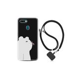 kilifland Oppo Ax7 ile Uyumlu Kılıf Silikon Desen Boyun Askılı Panda Sevimli 1738
