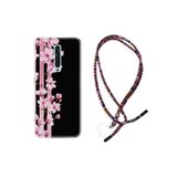 kilifland Oppo Reno 2z ile Uyumlu Kılıf Rasta Ipli Boyun Askılı Desenli Silikon Pink Flowers 3 1393