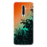 Kılıfland Oppo Reno 2Z ile Uyumlu Silikon Kılıf, Çiçek Desen, Turuncu-Yeşil