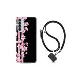 kilifland Oppo Reno 4 Pro ile Uyumlu Kılıf Desenli Silikon Boyun Askılı Pink Flowers 3 1393
