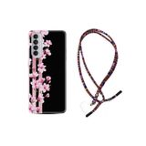 kilifland Oppo Reno 4 Pro ile Uyumlu Kılıf Rasta Ipli Boyun Askılı Desenli Silikon Pink Flowers 3 1393