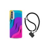 kilifland Oppo Reno 4 Pro ile Uyumlu Kılıf Silikon Desen Boyun Askılı Renk Cümbüşü 1631