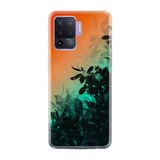 Kılıfland Oppo Reno 5 Lite ile Uyumlu Silikon Kılıf, Çiçek Desen, Turuncu-Yeşil Gradient