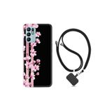 kilifland Oppo Reno 6 ile Uyumlu Kılıf Desenli Silikon Boyun Askılı Pink Flowers 3 1393