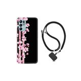 kilifland Oppo Reno 6 ile Uyumlu Kılıf Ipli Boyun Askılı Desenli Silikon Pink Flowers 3 1393