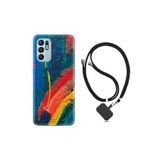 kilifland Oppo Reno 6 ile Uyumlu Kılıf Ipli Boyun Askılı Desenli Silikon Ressam Sulu Boya 1600