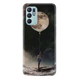 Kılıfland Oppo Reno 6 ile Uyumlu Resimli Desenli Baskılı Silikon Kılıf, Ay Balonu, Siyah