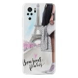 Kılıfland Poco M5s ile Uyumlu Telefon Kılıfı, Resimli Desenli Baskılı, Silikon, Bonjour Paris, Beyaz