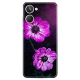 Kılıfland Realme 10 4G ile Uyumlu Desenli Silikon Kılıf, Platinium Series, Çiçek Motifli, Mor