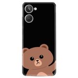 Kılıfland Realme 10 4G ile Uyumlu Desenli Silikon Kılıf, Platinium Series, Hello Bear, Siyah