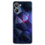 Kılıfland Realme 10 4G ile Uyumlu Desenli Silikon Kılıf, Platinium Series, Üçgenler, Mavi