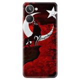 Kılıfland Realme 10 4G ile Uyumlu Desenli Silikon Kılıf, Wolf and Moon 2, Kırmızı-Siyah