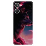 Kılıfland Realme 10 4G ile Uyumlu Desenli Silikon Kılıf, Wolf and Moon, Siyah
