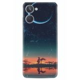 Kılıfland Realme 10 4G ile Uyumlu Silikon Kılıf, Ay ve Kız Tasarımı, Çok Renkli