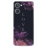 Kılıfland Realme 10 4G ile Uyumlu Silikon Kılıf, Çiçek Desenli, Love Flow Serisi, Siyah
