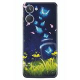Kılıfland Realme 10 4G ile Uyumlu Silikon Kılıf, Çiçek ve Kelebek Desenli, Lacivert