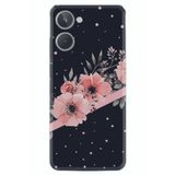 Kılıfland Realme 10 4G ile Uyumlu Silikon Kılıf, Çiçek ve Noktalar Desenli, Siyah