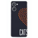 Kılıfland Realme 10 4G ile Uyumlu Silikon Kılıf, Kedi Deseni, Siyah, Turuncu