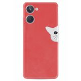 Kılıfland Realme 10 4G ile Uyumlu Silikon Kılıf, Kedoş Desen, Kırmızı