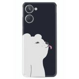 Kılıfland Realme 10 4G ile Uyumlu Silikon Kılıf, Panda Desen, Siyah-Beyaz