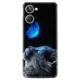 Kılıfland Realme 10 4G ile Uyumlu Silikon Kılıf, Platinium Series, Kelebek Kedi Desenli, Siyah