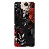 Kılıfland Realme 10 ile Uyumlu Boutique Baskılı Çiçek Desenli Kılıf, Siyah