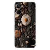 Kılıfland Realme 10 ile Uyumlu Boutique Baskılı Kahve Çiçek Desenli Kılıf, Siyah