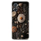 Kılıfland Realme 10 ile Uyumlu Boutique Baskılı Kahve Çiçek Desenli Kılıf, Siyah