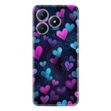 Kılıfland Realme 10 ile Uyumlu Boutique Baskılı Kalp Desenli Kılıf, Mavi