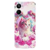 Kılıfland Realme 10 ile Uyumlu Boutique Baskılı Kedi Desenli Kılıf, Multirenk
