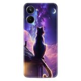 Kılıfland Realme 10 ile Uyumlu Boutique Baskılı Kılıf, Damdaki Kedi Tasarımı, Mor