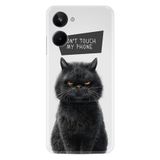 Kılıfland Realme 10 ile Uyumlu Boutique Baskılı Kılıf, Don't Touch Cat Tasarımı, Beyaz
