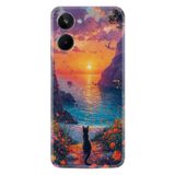 Kılıfland Realme 10 ile Uyumlu Boutique Baskılı Kılıf, Manzara Kedi Tasarımı, Renkli