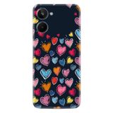 Kılıfland Realme 10 ile Uyumlu Boutique Baskılı Renkli Kalpler Desenli Telefon Kılıfı