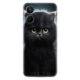 Kılıfland Realme 10 ile Uyumlu Boutique Baskılı Tombul Kedi Desenli Telefon Kılıfı, Siyah