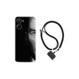 Kılıfland Realme 10 ile Uyumlu Boyun Askılı Desenli Silikon Kılıf, Atatürk Portre, Siyah