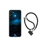 Kılıfland Realme 10 ile Uyumlu Boyun Askılı Desenli Silikon Kılıf, Gece Temalı