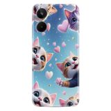 Kılıfland Realme 10 ile Uyumlu Kılıf, Boutique Baskılı, Kedi ve Kalp Desenli, Mavi