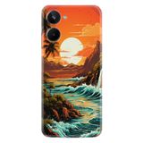 Kılıfland Realme 10 ile Uyumlu Kılıf, Boutique Baskılı, Retro Mountain Tasarım, Turuncu