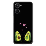 Kılıfland Realme 10 ile Uyumlu Silikon Kılıf, Aşık Avokadolar Desen, Siyah