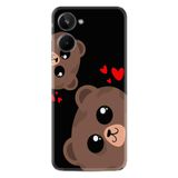 Kılıfland Realme 10 ile Uyumlu Silikon Kılıf, Desen Özel Seri Love Animals, Siyah