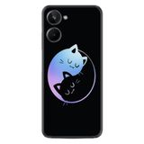 Kılıfland Realme 10 ile Uyumlu Silikon Kılıf, Desen Özel Seri Love Cats, Siyah