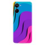 Kılıfland Realme 10 ile Uyumlu Silikon Kılıf, Desen Özel Seri, Mavi-Mor-Pembe Renk Cümbüşü
