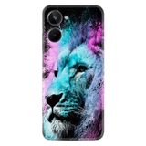 Kılıfland Realme 10 ile Uyumlu Silikon Kılıf, Desen Özel Seri, Pink Blue Leon